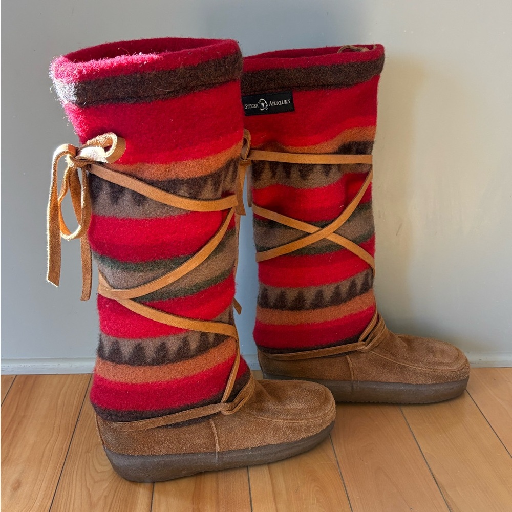 Red and Brown Winter Boots
